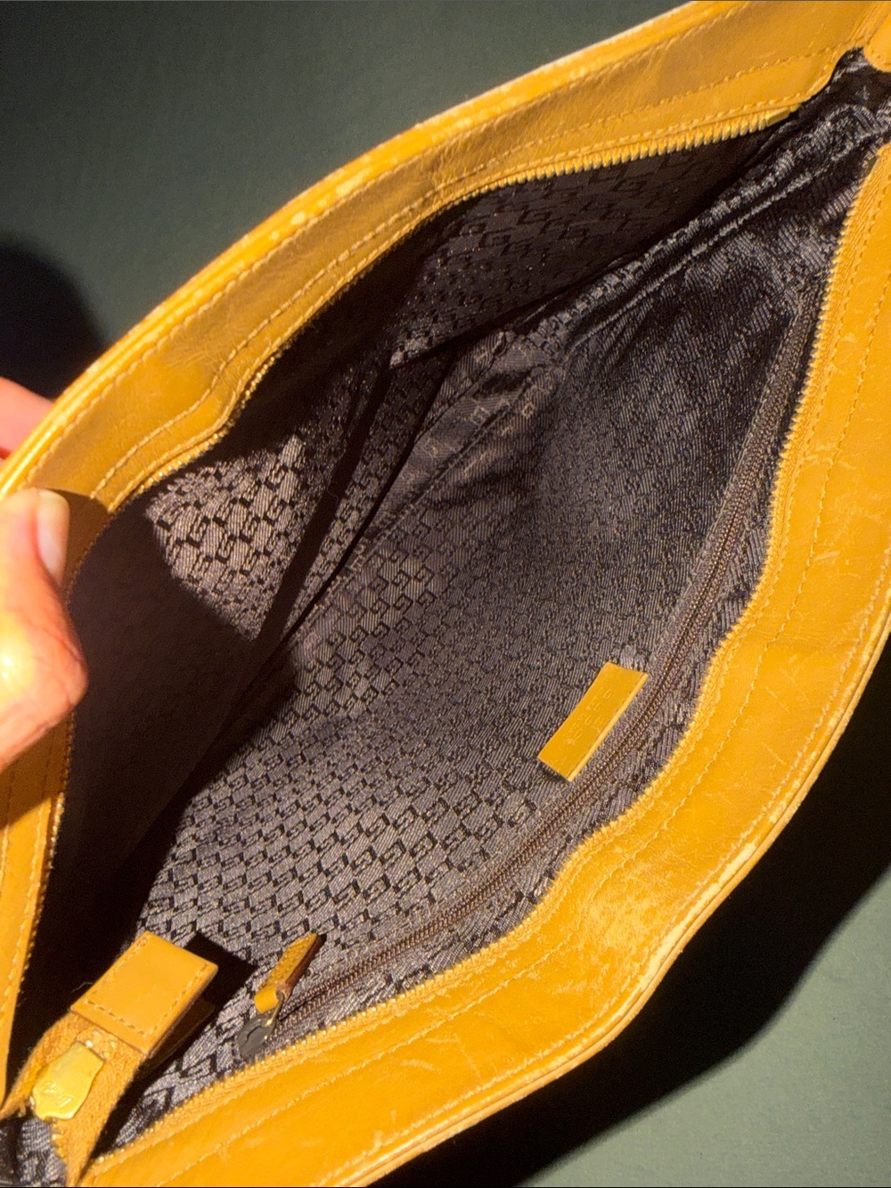 Leather Shoulder Bag - Brown with Gold Hardware - Picture 6 of 6